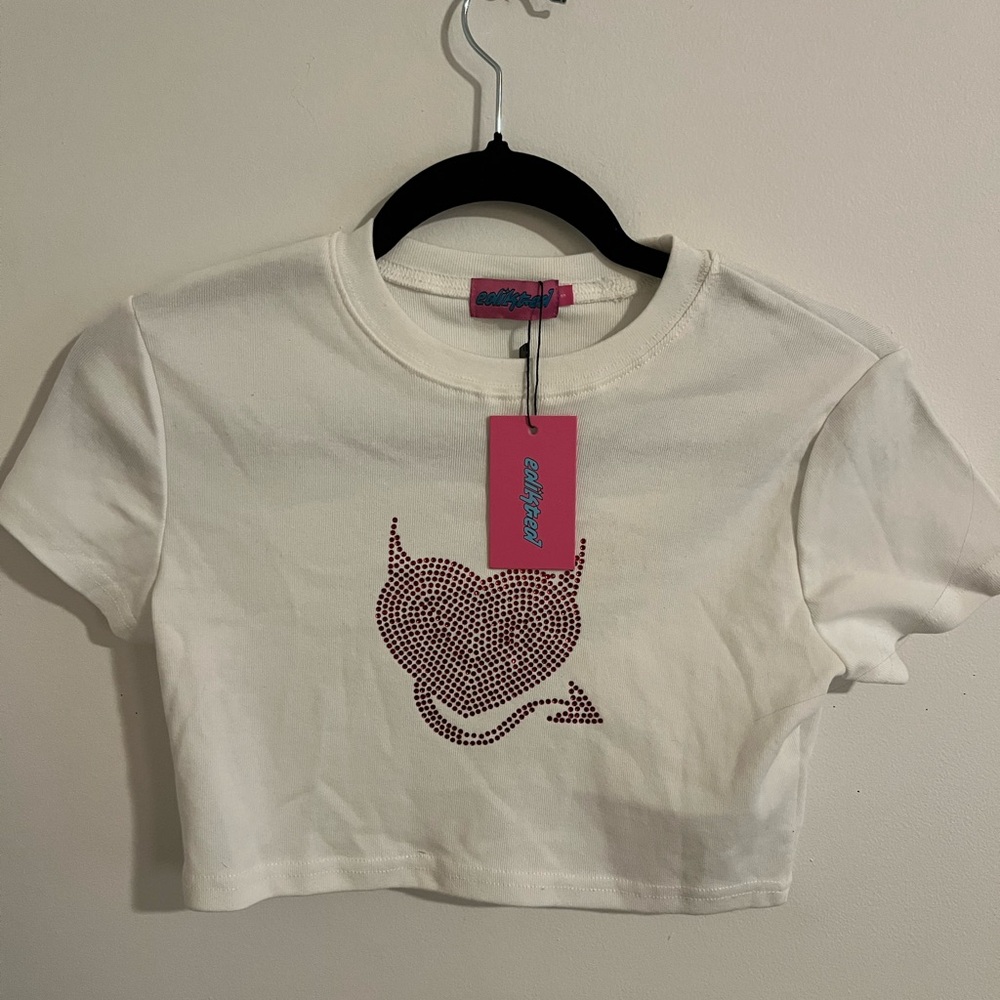 Edikted Rhinestone Baby Tee (NWT)